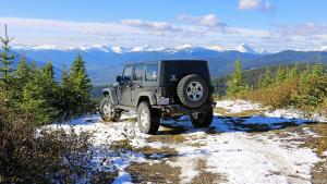 Auf den Herman Mountain kommen Touristen mit dem Geländewagen