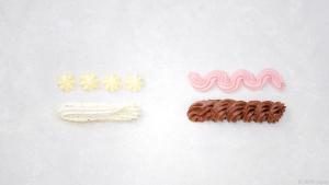 Vanillecreme, Himbeercreme, Nusscreme und Schokoladencreme