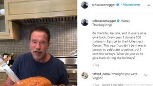 Schwarzenegger gönnte sich selbst auch einen Truthahn