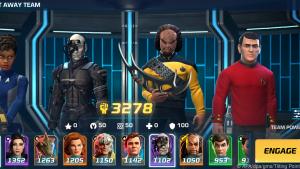 Michael Burnham, ein Borg, Worf und Scotty auf dem Transporter-Pad
