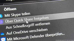 Mit Quick Share saust die Datei mit einem Klick zum Smartphone