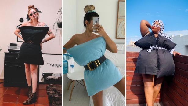 Polster als Kleider: Die Pillow-Challenge erobert Instagram