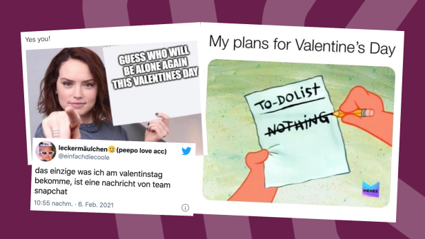 Collage unterschiedlicher Memes zum Valentinstag