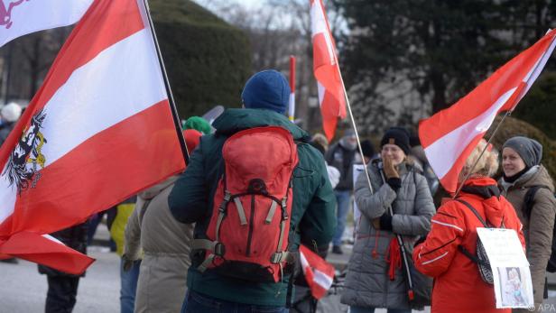 Mit Fahnen gegen Corona: Demo in Wien