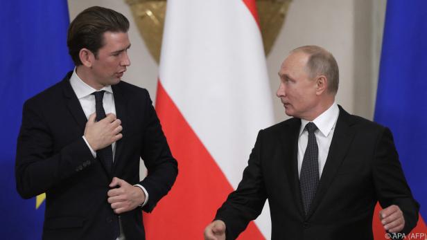 Putin und Kurz bei einem Treffen in St. Petersburg im Jahr 2018