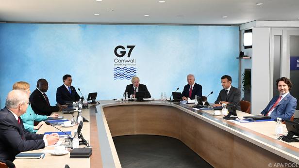 Boris Johnson in der Runde der G7-Staats- und Regierungschefs