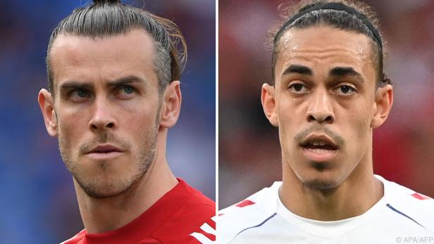 Duell der Starstürmer Gareth Bale (Wales) und Yussuf Poulsen