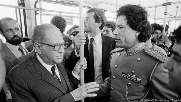 Libyens Ex-Machthaber Gaddafi mit Bundeskanzler Kreisky in Wien