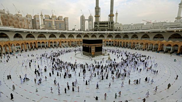 Hof der Großen Moschee in Mekka Ende Juli 2021