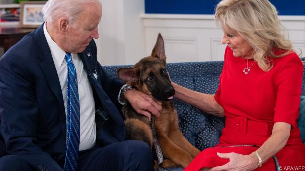 US-Präsident Joe Biden, Ehefrau Jill Biden und "First Dog" Commander
