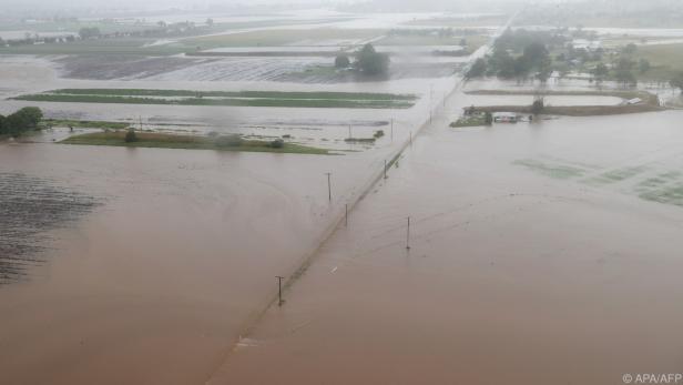 Eine Luftaufnahme zeigt das Ausmaß der Überschwemmungen