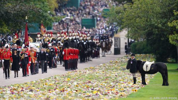 Pony Emma verfolgte Trauerprozession für die Queen vom Rand der Route