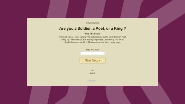 Bist du Soldier, Poet oder King? Ein Quiz bringt TikTok zum Weinen.