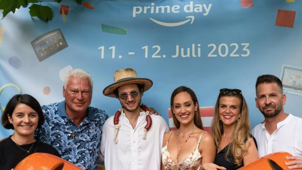 v.l.n.r. Veronika von Bredow (Amazon Senior PR Managerin AT), Toni Polster, Nuriel Molcho, Sasa Schwarzjirg, Elisabeth Brandlmeier, Martin Puttler