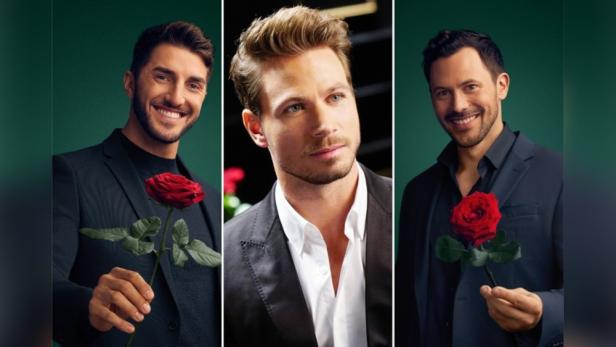 Collage mit den zwei neuen Bachelors und Ex-Bachelor Sebastian Pannek in der Mitte
