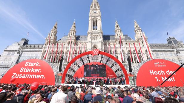 Der Wiener Rathausplatz ist traditionell Schauplatz der SPÖ-Kundgebung