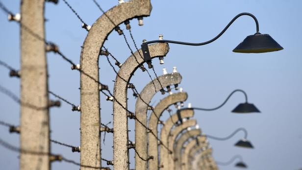 Stacheldrahtzaun im KZ Auschwitz-Birkenau